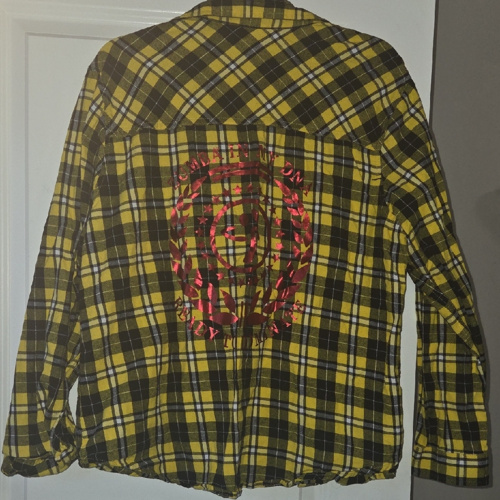 Yellow and Black Plaid Zumba Flannel